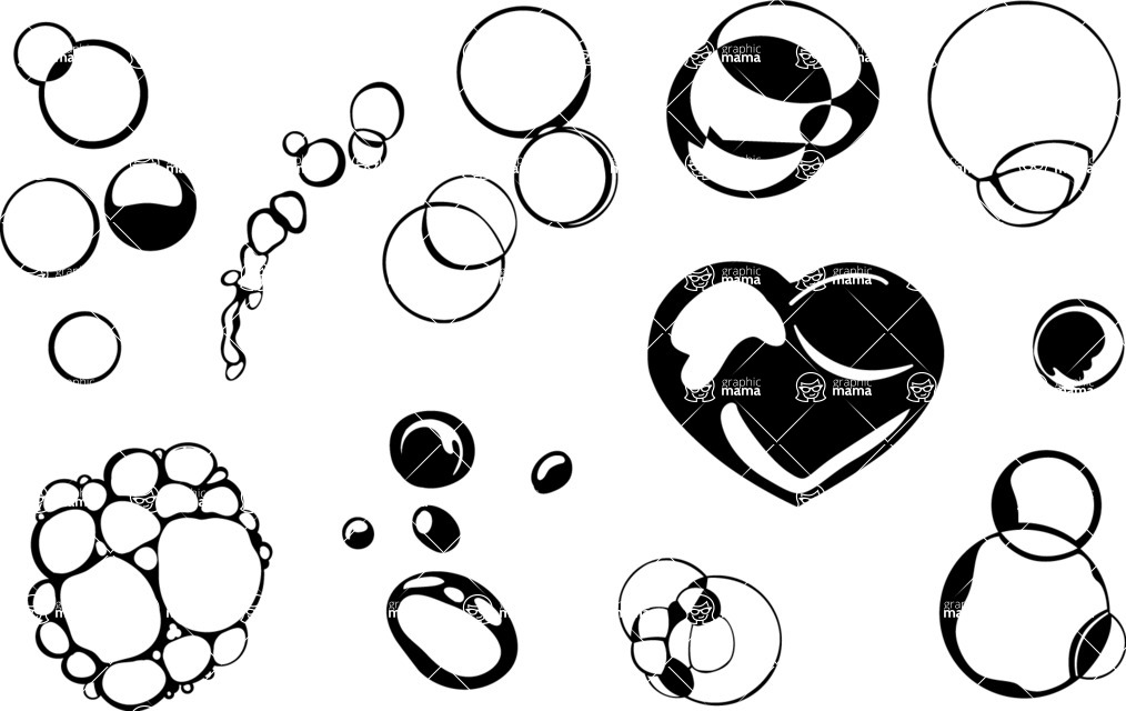 Vector silhouettes - Vector Bubble Silhouettes Set
